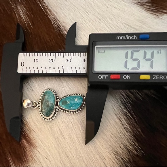 ❤️ White Water Turquoise Sterling Navajo Style 2 Stone Pendant 1.54”L - 5.8 Gram - Picture 11 of 13